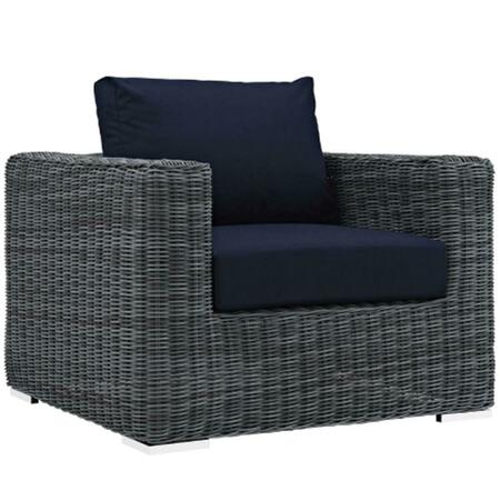 EAST END IMPORTS Sojourn Outdoor Patio Armchair- Canvas Navy EEI-1864-GRY-NAV
